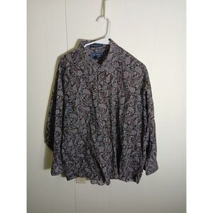 Paul Fredrick finest long staple cotton classic fit paisley button down shirt L